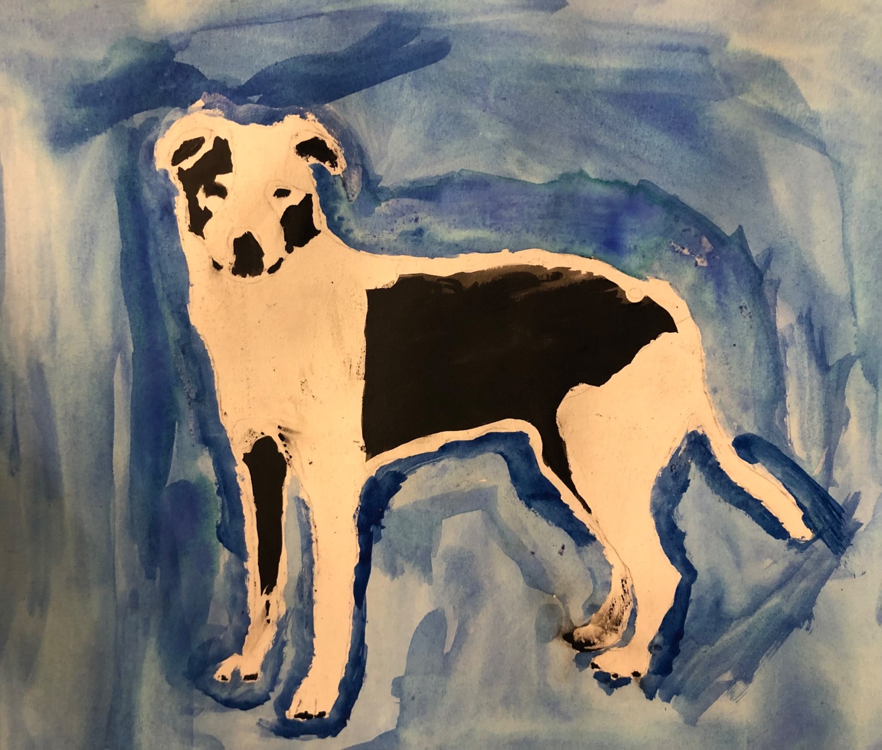 Carson's original painting of Bagel